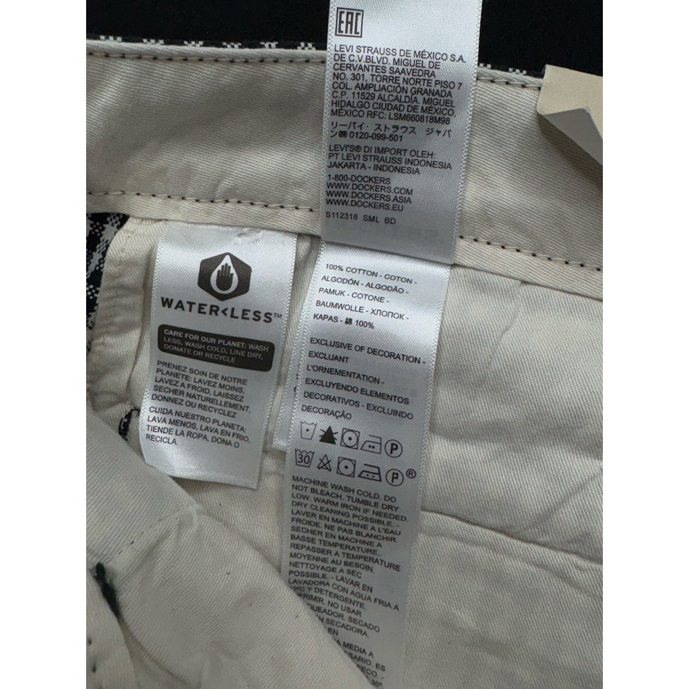 NWT Dockers Waterless Pleated Pants Gingham Mens 36x28 Black‎ White Check - Picture 11 of 14